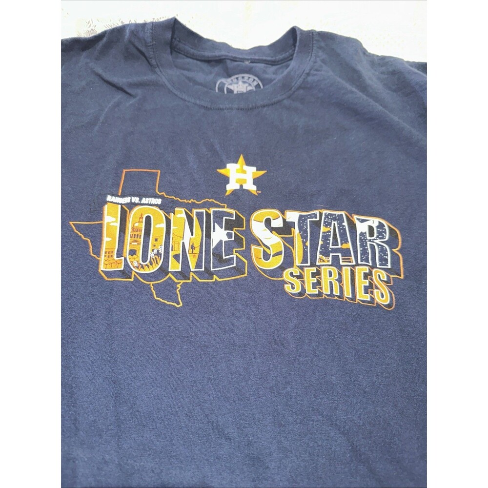 Houston Astros Shirt Mens XL Blue Short Sleeve Lone Star Series 2017 Baseball